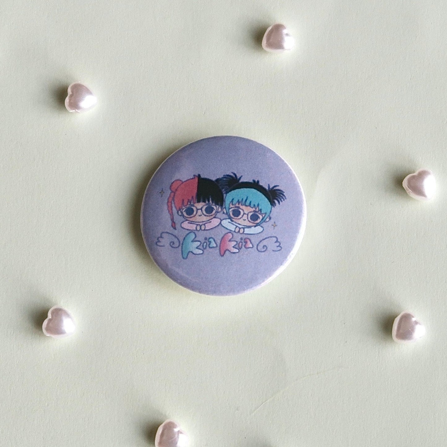 kiakia chibi and logo button pin set